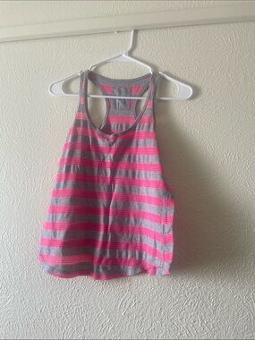 Striped Racerback Tank Top in Pink and Gray